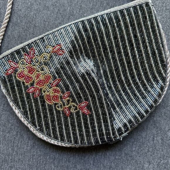 Regale Vintage Formal Floral Half Moon Circle Crossbody bag Satin Rope - Picture 1 of 16